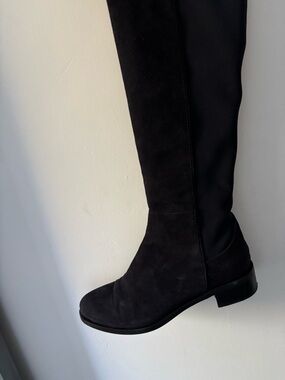 Women's Over-the-Knee Black Suede Boot - Classic Stretch Shaft